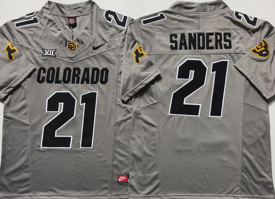 Men Colorado Buffaloes #21 Sanders Grey 2025 Nike Limited NCAA Jersey